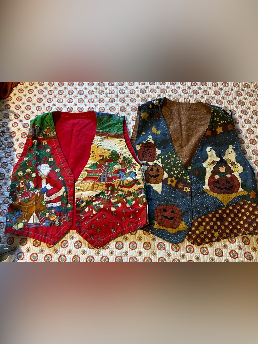 (2) Halloween / Christmas Crafty Handmade Vests size small medium